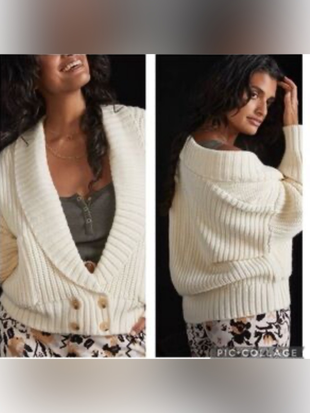 Anthropologie Cream Cardigan Size M